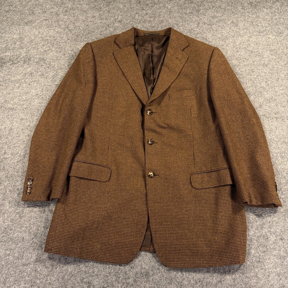 Ermenegildo Zegna Sport Coat Mens 46L Brown Wool Tweed‎ Check Jacket Switzerland